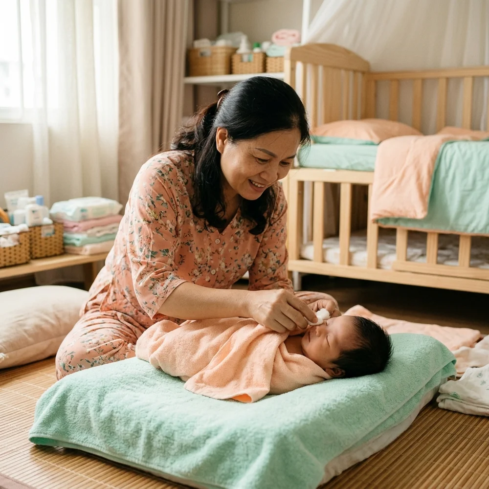 Chăm sóc bé sơ sinh tại nhà sau khi tắm